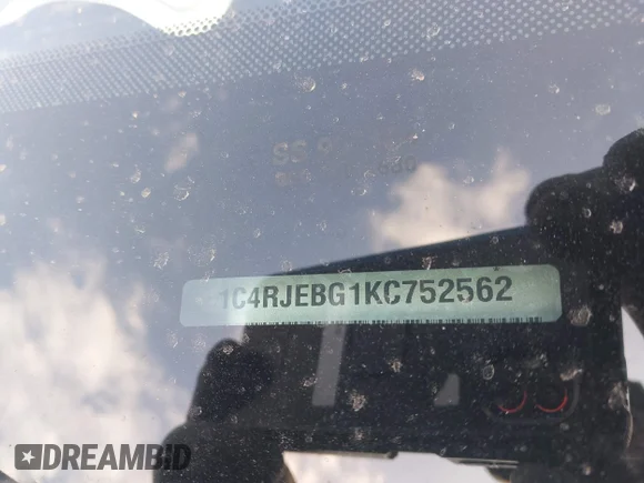 ✅ 2019 Jeep Grand Cherokee Limited • VIN: 1C4RJEBG1KC752562 • Lot: 43779929. Listed on IAAI with 98,653 mi. Free auction sales archive from the USA and detailed vehicle history report at DreamBid. Image 9.