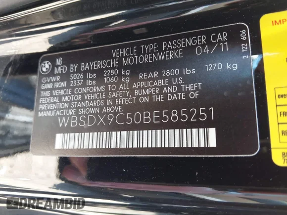 ✅ 2011 BMW M3 • VIN: WBSDX9C50BE585251 • Лот: 42097777. Опубликован ранее на IAAI с пробегом 89 331 миль. Бесплатный доступ к архиву аукционных продаж из США и подробный отчёт об истории автомобиля на DreamBid. Изображение 9.