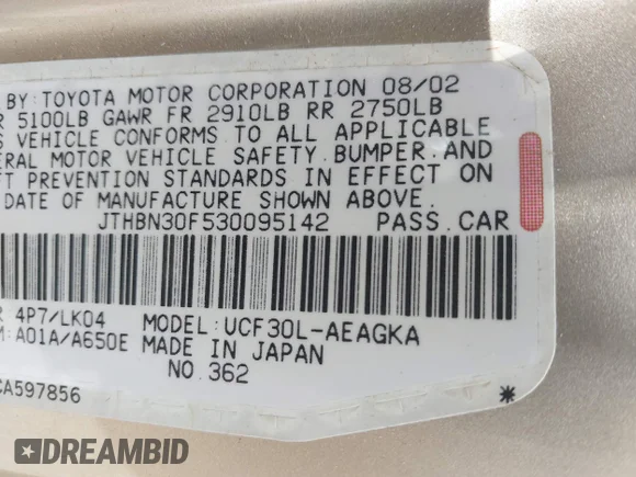 ✅ 2003 Lexus LS 430 • VIN: JTHBN30F530095142 • Лот: 41892436. Опубліковано раніше на IAAI з пробігом 228 441 миль. Безкоштовний доступ до архіву аукціонних продажів зі США та докладний звіт про історію автомобіля на DreamBid. Зображення 9.