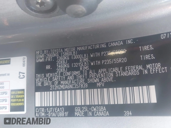✅ 2022 Lexus RX 350 • VIN: 2T2HZMDA6NC357839 • Лот: 43853729. Опубліковано раніше на IAAI з пробігом 31 610 миль. Безкоштовний доступ до архіву аукціонних продажів зі США та докладний звіт про історію автомобіля на DreamBid. Зображення 9.