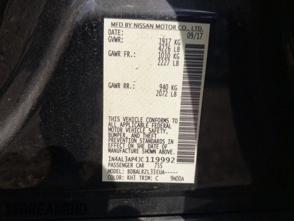 ✅ 2018 Nissan Altima SR • VIN: 1N4AL3AP4JC119992 • Lot: 44872748. Wystawiony na IAAI z przebiegiem 160 620 mil. Bezpłatny archiwum sprzedaży aukcyjnych z USA i szczegółowy raport historii pojazdu na DreamBid. Zdjęcie 9.