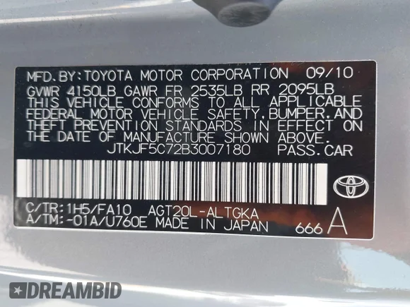 ✅ 2011 Scion tC • VIN: JTKJF5C72B3007180 • Lot: 45001934. Wystawiony na IAAI z przebiegiem 101 959 mil. Bezpłatny archiwum sprzedaży aukcyjnych z USA i szczegółowy raport historii pojazdu na DreamBid. Zdjęcie 9.