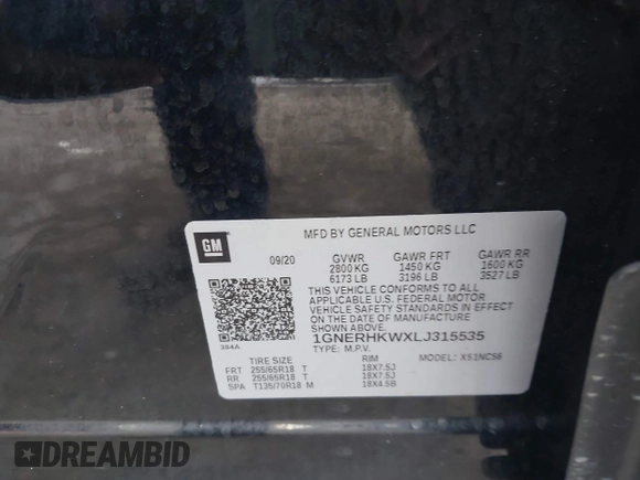 ✅ 2020 Chevrolet Traverse LT • VIN: 1GNERHKWXLJ315535 • Lot: 44054915. Wystawiony na IAAI z przebiegiem 63 913 mil. Bezpłatny archiwum sprzedaży aukcyjnych z USA i szczegółowy raport historii pojazdu na DreamBid. Zdjęcie 9.