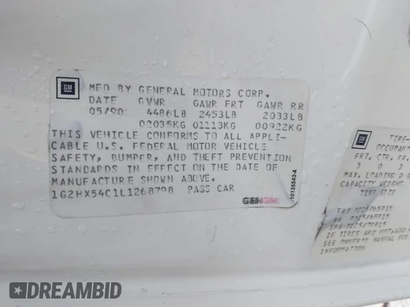✅ 1990 Pontiac Bonneville • VIN: 1G2HX54C1L1268798 • Lot: 44731116. Wystawiony na IAAI z przebiegiem 128 786 mil. Bezpłatny archiwum sprzedaży aukcyjnych z USA i szczegółowy raport historii pojazdu na DreamBid. Zdjęcie 9.