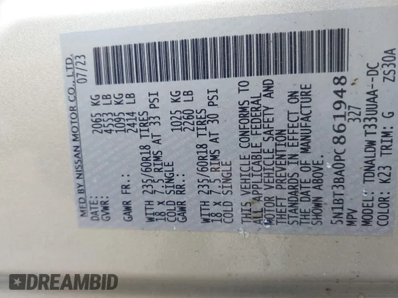 ✅ 2023 Nissan Rogue SV • VIN: 5N1BT3BA0PC861948 • Lot: 43915983. Wystawiony na IAAI z przebiegiem Nie podano. Bezpłatny archiwum sprzedaży aukcyjnych z USA i szczegółowy raport historii pojazdu na DreamBid. Zdjęcie 9.