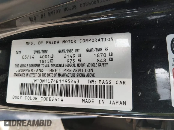 ✅ 2014 Mazda 3 i Touring • VIN: JM1BM1L74E1195243 • Lot: 44894267. Listed on IAAI with 250,281 mi. Free auction sales archive from the USA and detailed vehicle history report at DreamBid. Image 9.