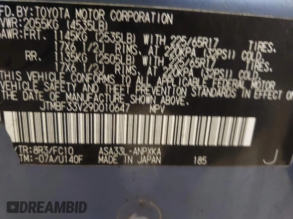 ✅ 2009 Toyota RAV4 • VIN: JTMBF33V29D010647 • Lot: 44060538. Wystawiony na IAAI z przebiegiem 112 154 mil. Bezpłatny archiwum sprzedaży aukcyjnych z USA i szczegółowy raport historii pojazdu na DreamBid. Zdjęcie 9.