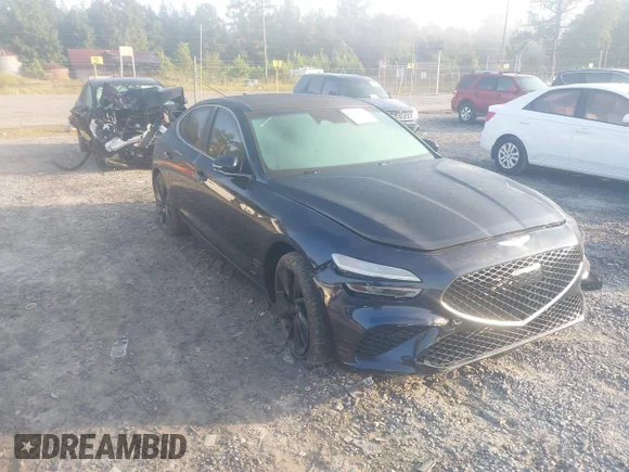 ✅ 2023 Genesis G70 2.0T • VIN: KMTG34TA8PU116701 • Lot: 43250265. Listed on IAAI with 31,050 mi. Free auction sales archive from the USA and detailed vehicle history report at DreamBid. Image 1.