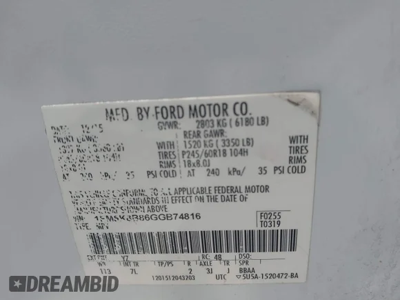 ✅ 2016 Ford Explorer • VIN: 1FM5K8B86GGB74816 • Lot: 44983067. Listed on IAAI with 199,932 mi. Free auction sales archive from the USA and detailed vehicle history report at DreamBid. Image 9.