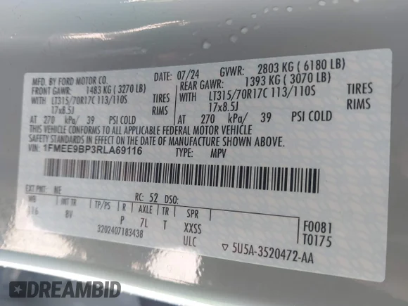 ✅ 2024 Ford Bronco Badlands • VIN: 1FMEE9BP3RLA69116 • Lot: 44611753. Listed on IAAI with 20,807 mi. Free auction sales archive from the USA and detailed vehicle history report at DreamBid. Image 9.