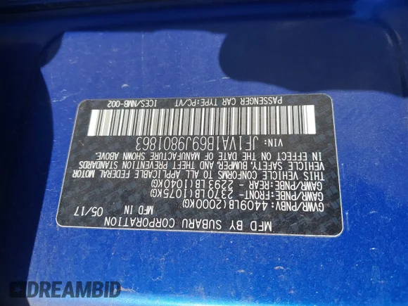 ✅ 2018 Subaru WRX Premium • VIN: JF1VA1B69J9801863 • Лот: 45275099. Опубликован ранее на IAAI с пробегом 136 629 миль. Бесплатный доступ к архиву аукционных продаж из США и подробный отчёт об истории автомобиля на DreamBid. Изображение 9.