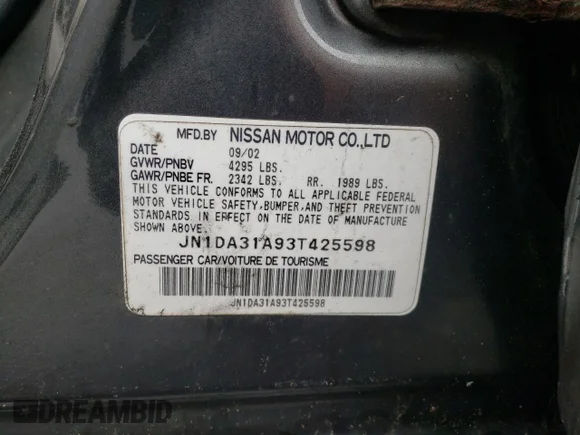 ✅ 2003 Nissan Maxima GLE • VIN: JN1DA31A93T425598 • Lot: 46165253. Wystawiony na Copart z przebiegiem Nie podano. Bezpłatny archiwum sprzedaży aukcyjnych z USA i szczegółowy raport historii pojazdu na DreamBid. Zdjęcie 12.