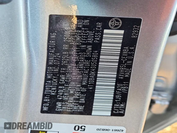 ✅ 2025 Toyota Camry SE • VIN: 4T1DBADK4SU505804 • Lot: 73941525. Wystawiony na Copart z przebiegiem 6 550 mil. Bezpłatny archiwum sprzedaży aukcyjnych z USA i szczegółowy raport historii pojazdu na DreamBid. Zdjęcie 13.