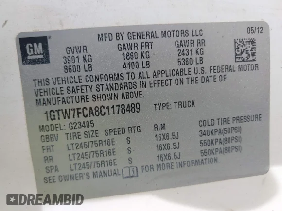 ✅ 2012 GMC Savana Cargo • VIN: 1GTW7FCA8C1178489 • Lot: 41930387. Wystawiony na IAAI z przebiegiem 459 544 mil. Bezpłatny archiwum sprzedaży aukcyjnych z USA i szczegółowy raport historii pojazdu na DreamBid. Zdjęcie 9.