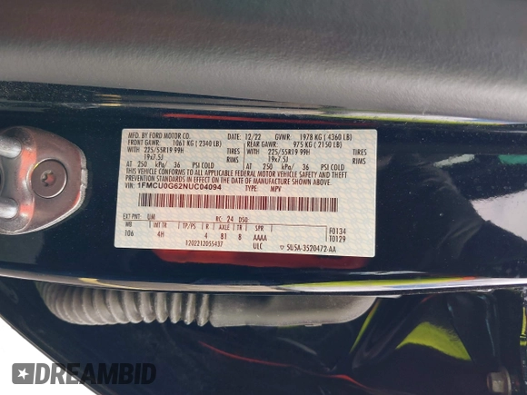 ✅ 2022 Ford Escape SE • VIN: 1FMCU0G62NUC04094 • Lot: 44816696. Wystawiony na IAAI z przebiegiem 30 057 mil. Bezpłatny archiwum sprzedaży aukcyjnych z USA i szczegółowy raport historii pojazdu na DreamBid. Zdjęcie 9.