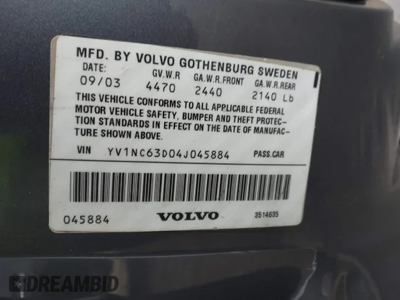 ✅ 2004 Volvo C70 • VIN: YV1NC63D04J045884 • Лот: 43864123. Опубліковано раніше на IAAI з пробігом 86 083 миль. Безкоштовний доступ до архіву аукціонних продажів зі США та докладний звіт про історію автомобіля на DreamBid. Зображення 9.