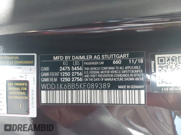 ✅ 2019 Mercedes-Benz E 53 AMG • VIN: WDD1K6BB5KF089389 • Lot: 43389756. Wystawiony na IAAI z przebiegiem 24 336 mil. Bezpłatny archiwum sprzedaży aukcyjnych z USA i szczegółowy raport historii pojazdu na DreamBid. Zdjęcie 9.