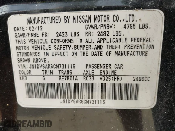 ✅ 2012 Infiniti G25 x • VIN: JN1DV6AR6CM731115 • Lot: 43026982. Wystawiony na IAAI z przebiegiem Nie podano. Bezpłatny archiwum sprzedaży aukcyjnych z USA i szczegółowy raport historii pojazdu na DreamBid. Zdjęcie 9.