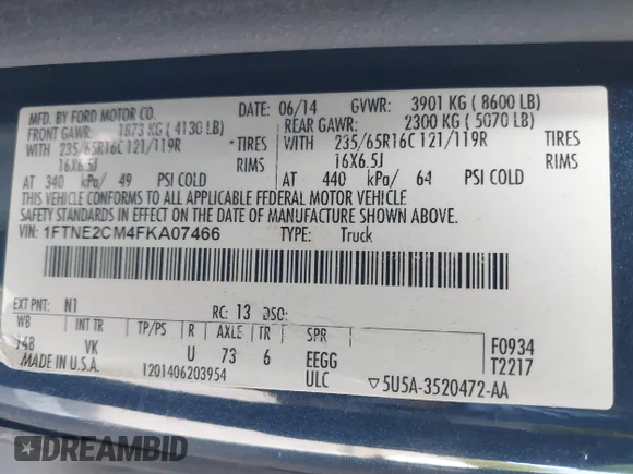 ✅ 2015 Ford Transit Cargo • VIN: 1FTNE2CM4FKA07466 • Лот: 43019552. Опубліковано раніше на IAAI з пробігом 479 593 миль. Безкоштовний доступ до архіву аукціонних продажів зі США та докладний звіт про історію автомобіля на DreamBid. Зображення 9.
