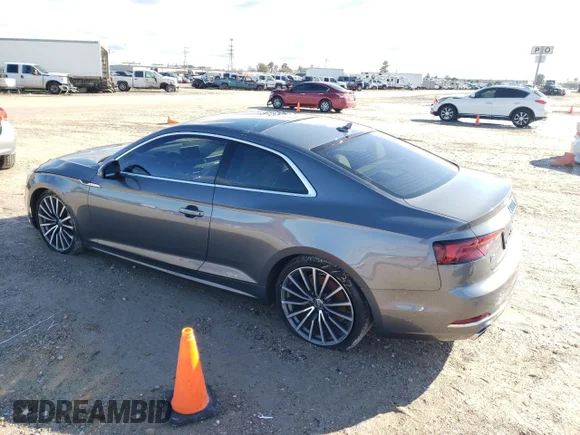 ✅ 2018 Audi A5 Premium Plus • VIN: WAUPNAF5XJA133642 • Lot: 71722002. Listed on Copart with 44,070 mi. Free auction sales archive from the USA and detailed vehicle history report at DreamBid. Image 2.