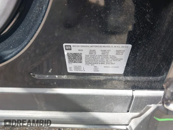 ✅ 2022 Chevrolet Equinox LT • VIN: 3GNAXKEV4NL242307 • Lot: 44875912. Wystawiony na IAAI z przebiegiem 105 023 mil. Bezpłatny archiwum sprzedaży aukcyjnych z USA i szczegółowy raport historii pojazdu na DreamBid. Zdjęcie 9.