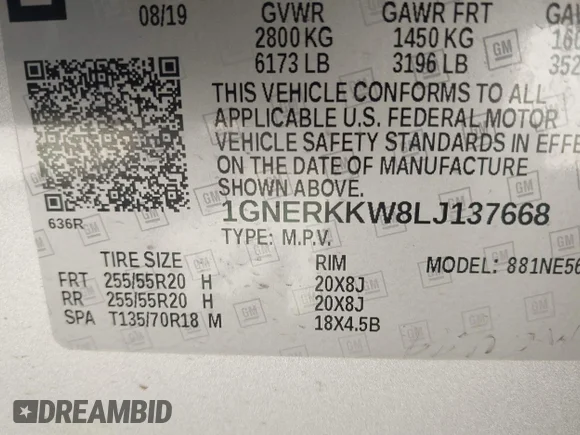 ✅ 2020 Chevrolet Traverse Premier • VIN: 1GNERKKW8LJ137668 • Lot: 44506861. Listed on IAAI with 161,356 mi. Free auction sales archive from the USA and detailed vehicle history report at DreamBid. Image 9.