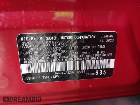 ✅ 2024 Mitsubishi Outlander SE • VIN: JA4J4VA82RZ012261 • Lot: 44219298. Wystawiony na IAAI z przebiegiem 65 692 mil. Bezpłatny archiwum sprzedaży aukcyjnych z USA i szczegółowy raport historii pojazdu na DreamBid. Zdjęcie 9.