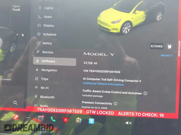 ✅ 2024 Tesla Model Y • VIN: 7SAYGDED5RF087509 • Lot: 45257957. Listed on IAAI with 37,726 mi. Free auction sales archive from the USA and detailed vehicle history report at DreamBid. Image 7.