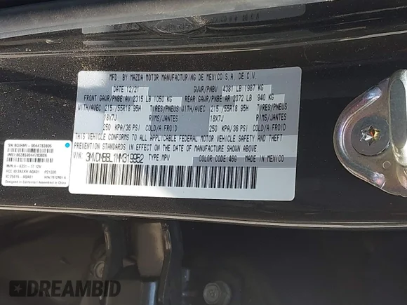 ✅ 2021 Mazda CX-30 Select • VIN: 3MVDMBBL1MM319952 • Лот: 42818673. Опубліковано раніше на IAAI з пробігом 46 012 миль. Безкоштовний доступ до архіву аукціонних продажів зі США та докладний звіт про історію автомобіля на DreamBid. Зображення 9.
