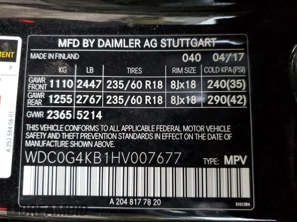 ✅ 2017 Mercedes-Benz GLC 300 • VIN: WDC0G4KB1HV007677 • Lot: 39696093. Listed on Copart with 107,848 mi. Free auction sales archive from the USA and detailed vehicle history report at DreamBid. Image 13.