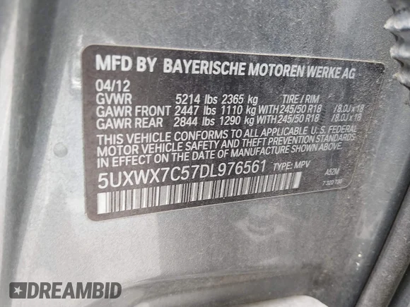 ✅ 2013 BMW X3 xDrive35i • VIN: 5UXWX7C57DL976561 • Лот: 45198735. Опубліковано раніше на IAAI з пробігом 148 367 миль. Безкоштовний доступ до архіву аукціонних продажів зі США та докладний звіт про історію автомобіля на DreamBid. Зображення 9.