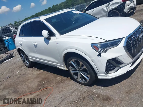 ✅ 2021 Audi Q3 S line Premium Plus • VIN: WA1EECF31M1074340 • Lot: 42740108. Wystawiony na IAAI z przebiegiem 59 522 mil. Bezpłatny archiwum sprzedaży aukcyjnych z USA i szczegółowy raport historii pojazdu na DreamBid. Zdjęcie 1.