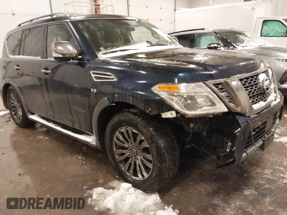 ✅ 2018 Nissan Armada Platinum • VIN: JN8AY2NE9J9734361 • Лот: 44190523. Опубликован ранее на IAAI с пробегом 189 760 миль. Бесплатный доступ к архиву аукционных продаж из США и подробный отчёт об истории автомобиля на DreamBid. Изображение 1.