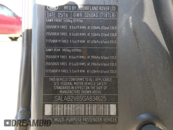 ✅ 2016 Land Rover LR4 • VIN: SALAB2V65GA834625 • Лот: 45068376. Опубліковано раніше на IAAI з пробігом 193 945 миль. Безкоштовний доступ до архіву аукціонних продажів зі США та докладний звіт про історію автомобіля на DreamBid. Зображення 9.