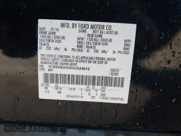 ✅ 2017 Ford Police Interceptor Utility • VIN: 1FM5K8AR1HGA24611 • Лот: 43487004. Опубликован ранее на IAAI с пробегом 88 289 миль. Бесплатный доступ к архиву аукционных продаж из США и подробный отчёт об истории автомобиля на DreamBid. Изображение 9.