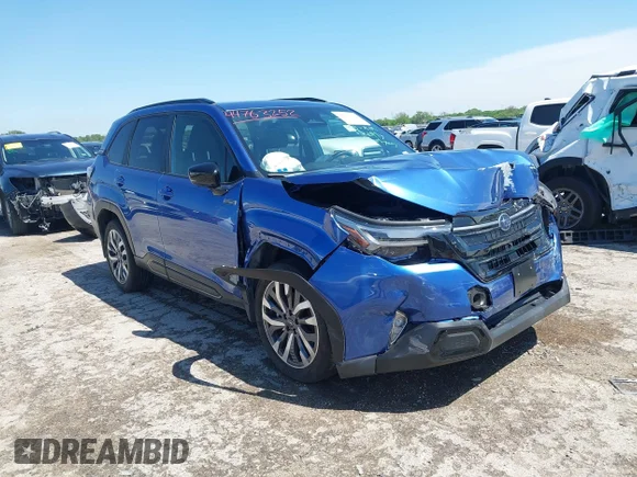 ✅ 2025 Subaru Forester Touring Hybrid • VIN: JF2SLSTD7SH431564 • Lot: 44763252. Listed on IAAI with 3,186 mi. Free auction sales archive from the USA and detailed vehicle history report at DreamBid. Image 1.