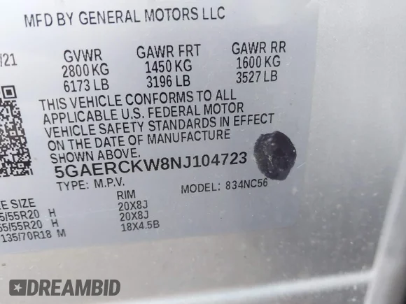 ✅ 2022 Buick Enclave Premium • VIN: 5GAERCKW8NJ104723 • Лот: 44013739. Опубліковано раніше на IAAI з пробігом 97 741 миль. Безкоштовний доступ до архіву аукціонних продажів зі США та докладний звіт про історію автомобіля на DreamBid. Зображення 9.