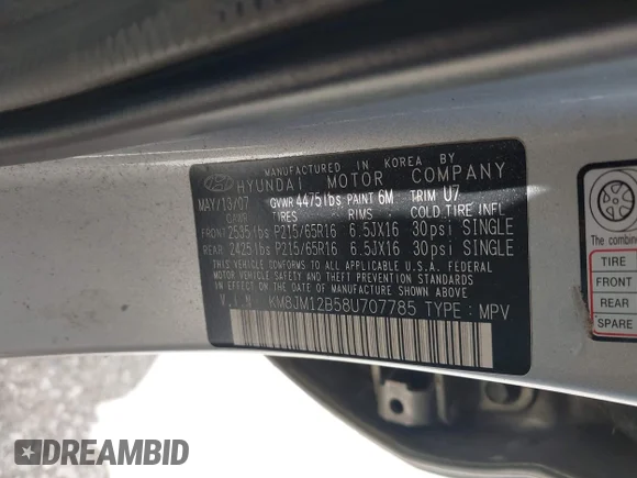 ✅ 2008 Hyundai Tucson GLS • VIN: KM8JM12B58U707785 • Lot: 45213713. Wystawiony na IAAI z przebiegiem 136 430 mil. Bezpłatny archiwum sprzedaży aukcyjnych z USA i szczegółowy raport historii pojazdu na DreamBid. Zdjęcie 9.