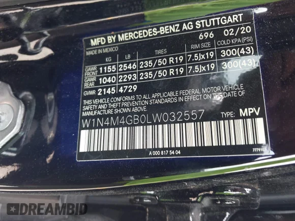 ✅ 2020 Mercedes-Benz GLB 250 • VIN: W1N4M4GB0LW032557 • Lot: 45370669. Wystawiony na IAAI z przebiegiem 70 729 mil. Bezpłatny archiwum sprzedaży aukcyjnych z USA i szczegółowy raport historii pojazdu na DreamBid. Zdjęcie 9.
