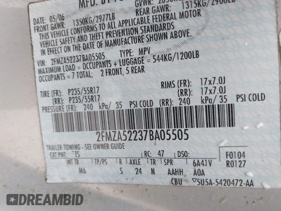 ✅ 2007 Ford Freestar SEL • VIN: 2FMZA52237BA05505 • Лот: 44953616. Опубліковано раніше на IAAI з пробігом 115 592 миль. Безкоштовний доступ до архіву аукціонних продажів зі США та докладний звіт про історію автомобіля на DreamBid. Зображення 9.