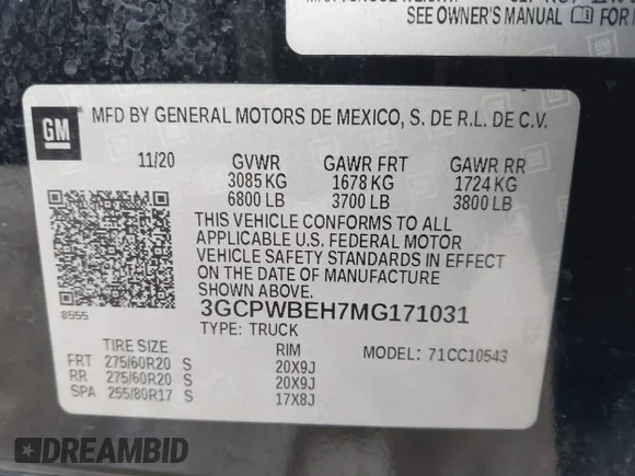 ✅ 2021 Chevrolet Silverado 1500 Custom • VIN: 3GCPWBEH7MG171031 • Lot: 44556056. Wystawiony na IAAI z przebiegiem 165 282 mil. Bezpłatny archiwum sprzedaży aukcyjnych z USA i szczegółowy raport historii pojazdu na DreamBid. Zdjęcie 9.