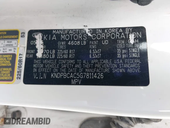 ✅ 2016 Kia Sportage LX • VIN: KNDPBCAC5G7811426 • Lot: 45011806. Listed on IAAI with 130,152 mi. Free auction sales archive from the USA and detailed vehicle history report at DreamBid. Image 9.