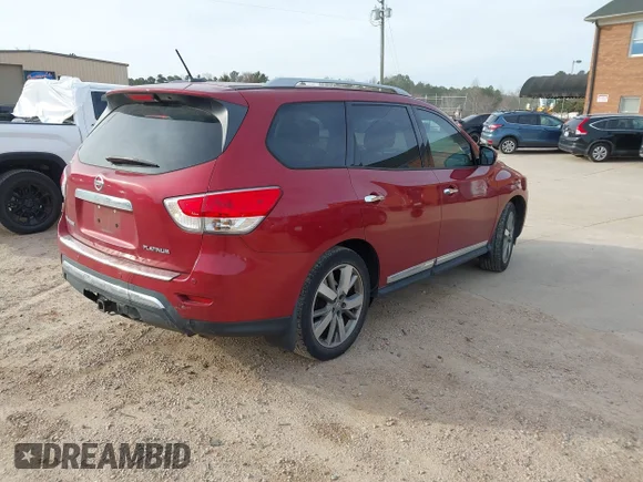 ✅ 2016 Nissan Pathfinder Platinum • VIN: 5N1AR2MN9GC601892 • Lot: 44455420. Listed on IAAI with 162,288 mi. Free auction sales archive from the USA and detailed vehicle history report at DreamBid. Image 4.