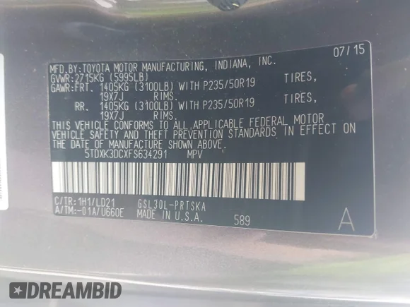 ✅ 2015 Toyota Sienna SE • VIN: 5TDXK3DCXFS634291 • Лот: 42623765. Опубліковано раніше на IAAI з пробігом Не вказано. Безкоштовний доступ до архіву аукціонних продажів зі США та докладний звіт про історію автомобіля на DreamBid. Зображення 9.