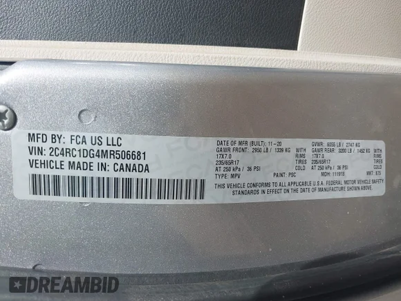 ✅ 2021 Chrysler Voyager LXi • VIN: 2C4RC1DG4MR506681 • Lot: 42512375. Wystawiony na IAAI z przebiegiem 125 363 mil. Bezpłatny archiwum sprzedaży aukcyjnych z USA i szczegółowy raport historii pojazdu na DreamBid. Zdjęcie 9.