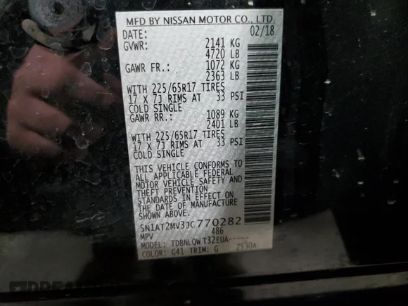 ✅ 2018 Nissan Rogue SL • VIN: 5N1AT2MV3JC770282 • Лот: 66266292. Опубликован ранее на Copart с пробегом 81 807 миль. Бесплатный доступ к архиву аукционных продаж из США и подробный отчёт об истории автомобиля на DreamBid. Изображение 10.