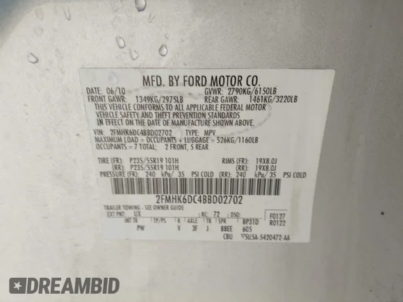 ✅ 2011 Ford Flex Limited • VIN: 2FMHK6DC4BBD02702 • Лот: 44423409. Опубліковано раніше на IAAI з пробігом 200 665 миль. Безкоштовний доступ до архіву аукціонних продажів зі США та докладний звіт про історію автомобіля на DreamBid. Зображення 9.
