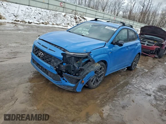 ✅ 2022 Hyundai Kona N Line • VIN: KM8K33A38NU820655 • Lot: 97203815. Wystawiony na Copart z przebiegiem 46 399 mil. Bezpłatny archiwum sprzedaży aukcyjnych z USA i szczegółowy raport historii pojazdu na DreamBid. Zdjęcie 1.