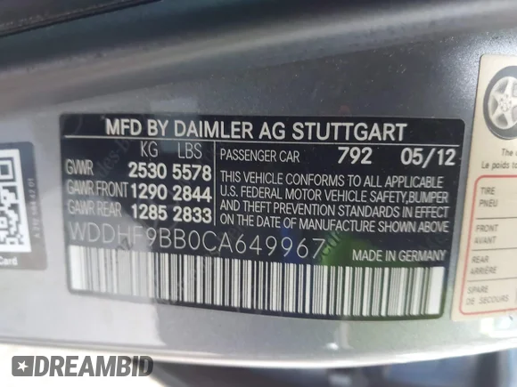 ✅ 2012 Mercedes-Benz E 550 Sport • VIN: WDDHF9BB0CA649967 • Lot: 43185104. Wystawiony na IAAI z przebiegiem 229 623 mil. Bezpłatny archiwum sprzedaży aukcyjnych z USA i szczegółowy raport historii pojazdu na DreamBid. Zdjęcie 9.