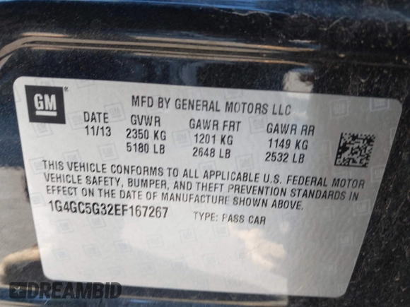 ✅ 2014 Buick LaCrosse Leather • VIN: 1G4GC5G32EF167267 • Лот: 43472169. Опубліковано раніше на IAAI з пробігом 179 987 миль. Безкоштовний доступ до архіву аукціонних продажів зі США та докладний звіт про історію автомобіля на DreamBid. Зображення 9.